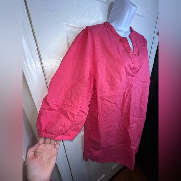 NWOT H&M Women’s Large Pink Linen Tunic Dress Balloon Sleeve L Resortwear HM - Picture 6 of 16